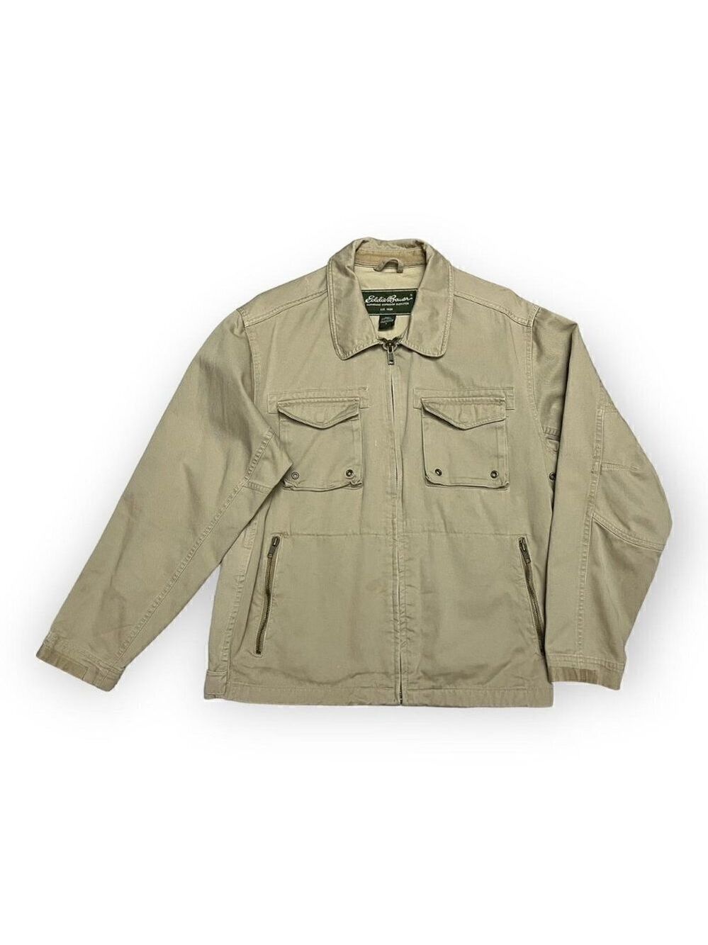 Eddie Bauer Jacket Vintage Y2K Cargo Khaki Designer Light - Womens Small